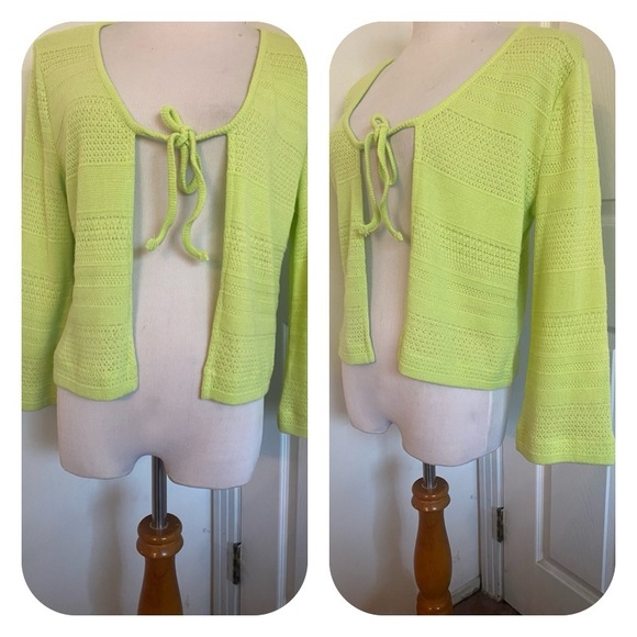 Dolcezza Lime Green Knit Cardigan - Picture 1 of 10